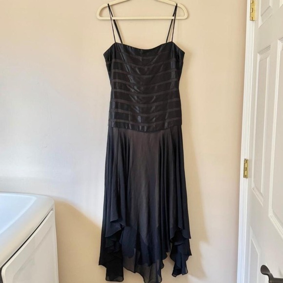BCBGMaxAzria Dresses & Skirts - Vintage BCBG Max Azria Black Silk Dress Whimsi Goth 90s Y2K 100% Stripe